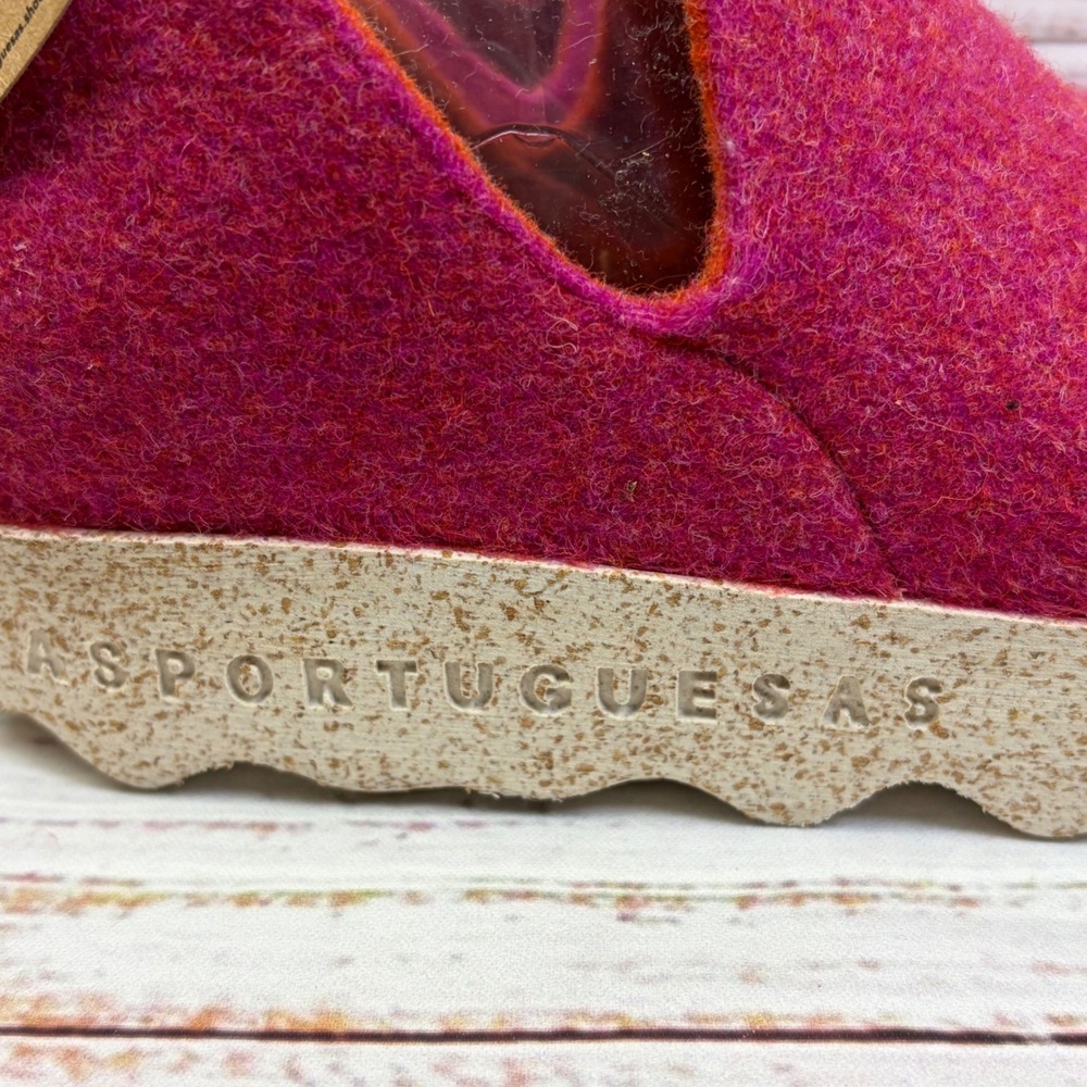 Asportuguesas City Fuchsia Pink Wool Felt Cork Platform Slip On Shoes size 7 NWT - Picture 4 of 10